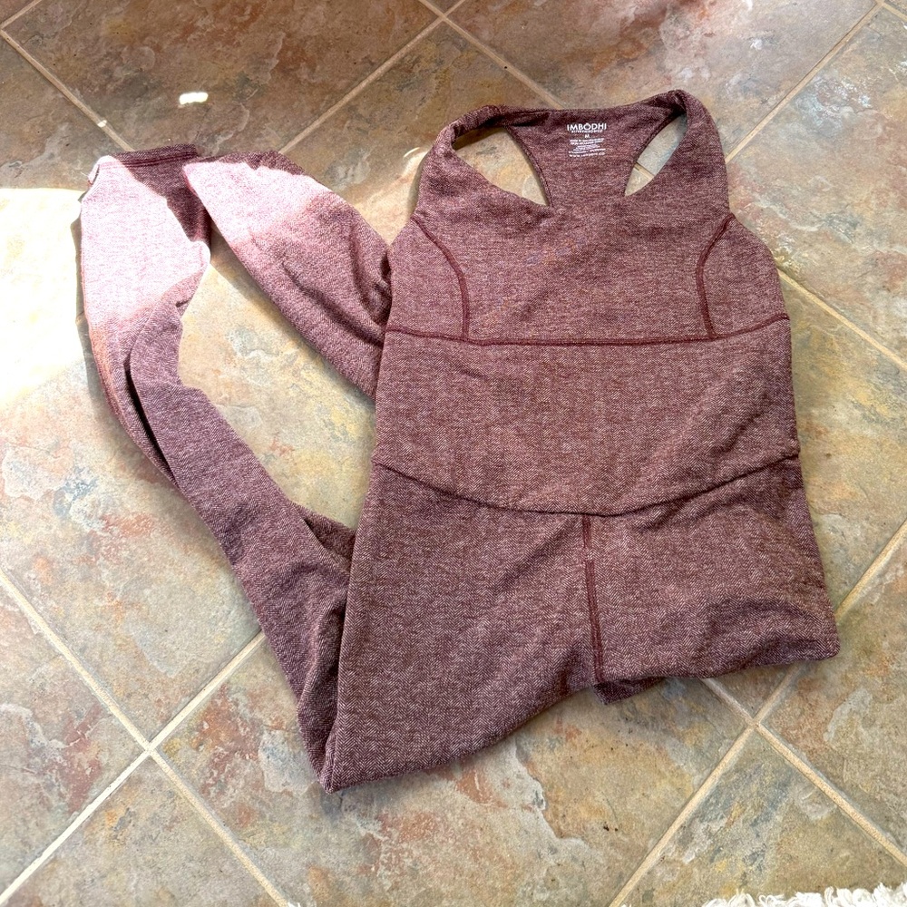 Imbodhi one piece workout yoga open hole back Heather medium
